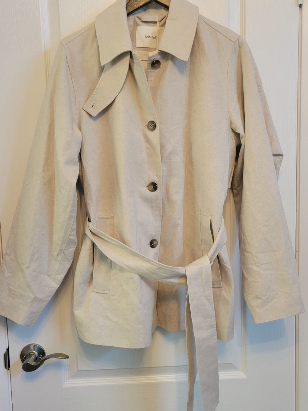 BNWT Women's Cream Belted Linen Trench Jacket